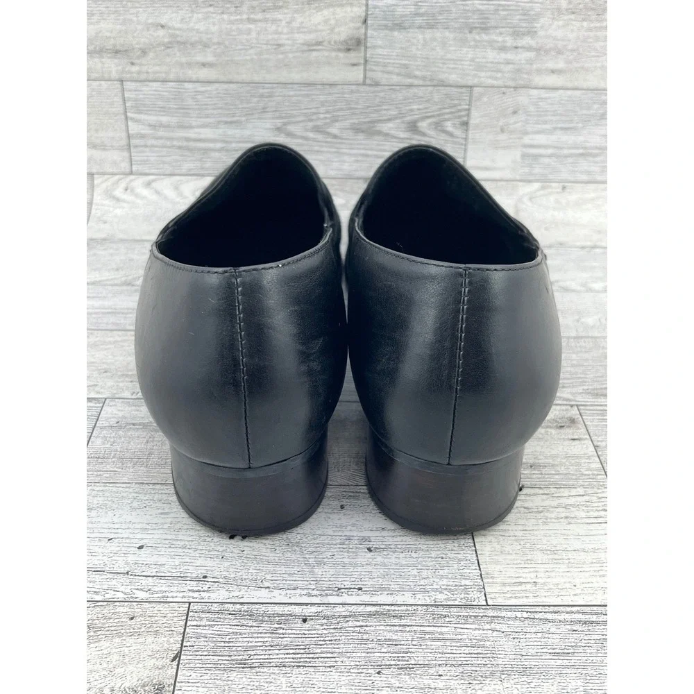 Paul Green Handmade Leather Penny‎ Loafers Black Block Heel 8.5 US
